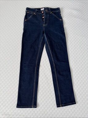 Rare Topo Designs 5-Pocket Denim Jeans Dark Wash Straight Leg Brass Buttons